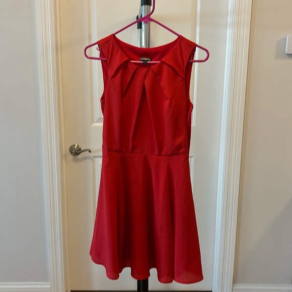 Express burnt orange red summer silk dress - Picture 2 of 4